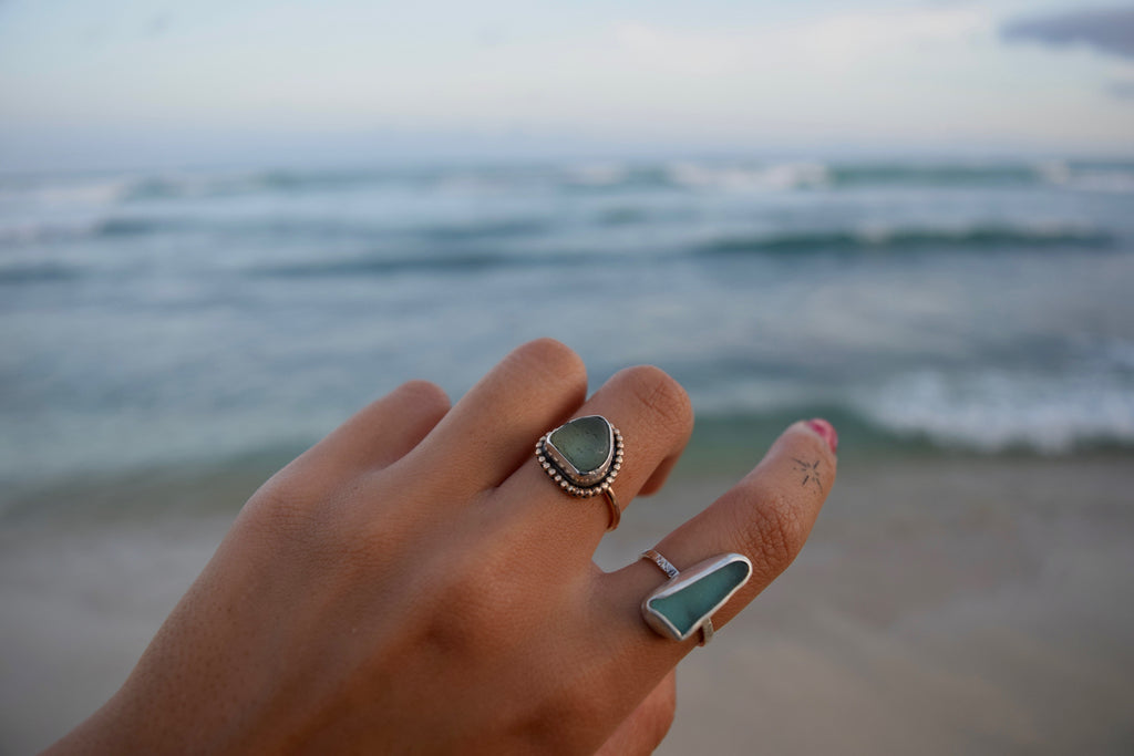 Blue Seaglass Ring RTS