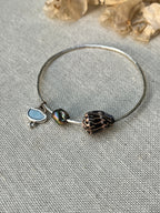 Sterling Opal x Tahitian Keshi Pearl x Chaldean Cone Shell Bangle