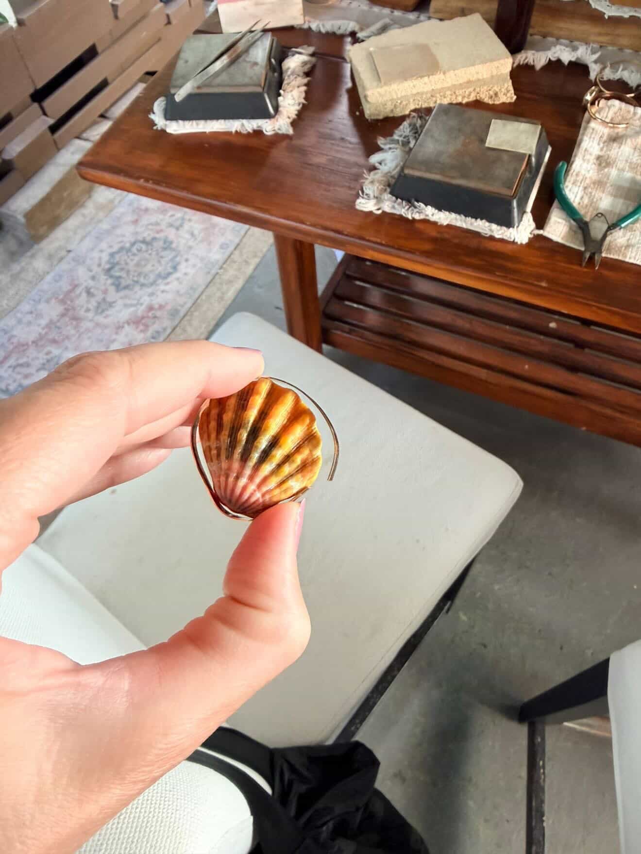 Sunrise Shell Bezel Cuff Specialty Workshop