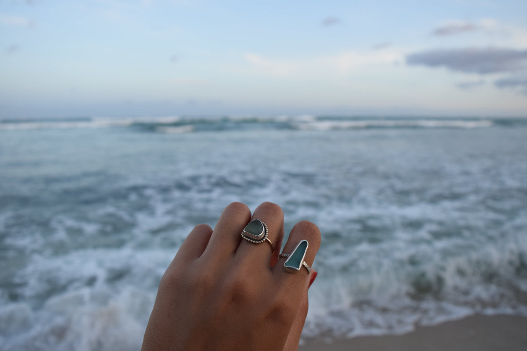 Blue Seaglass Ring RTS