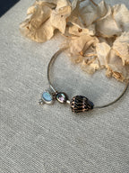 Sterling Opal x Tahitian Keshi Pearl x Chaldean Cone Shell Bangle