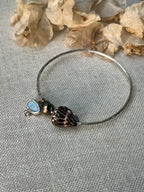 Sterling Opal x Tahitian Keshi Pearl x Chaldean Cone Shell Bangle