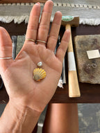 Kaua’i Sunrise Shell X Silver Tahitian Keshi Pearl Pendant