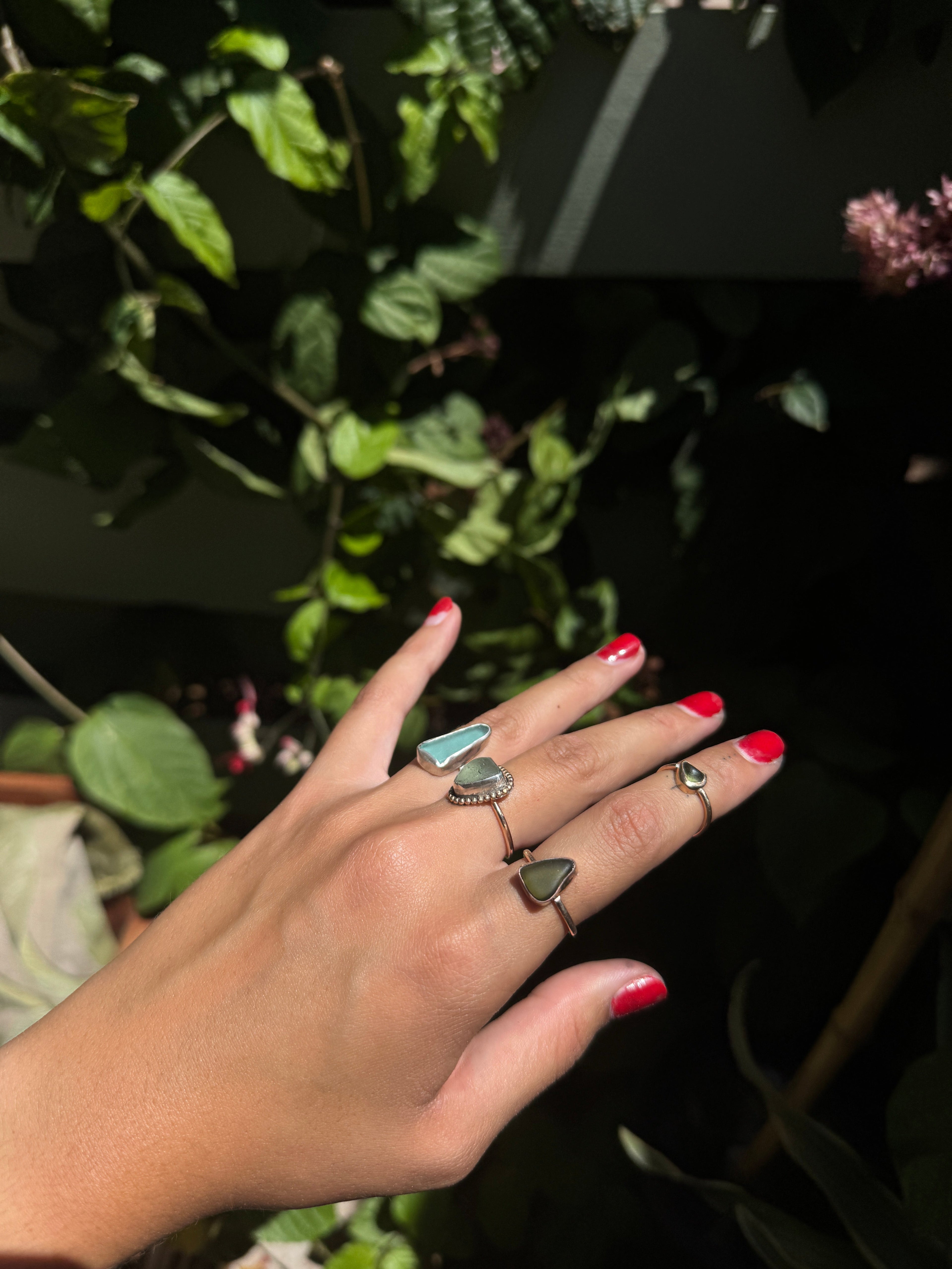 Blue Seaglass Ring RTS