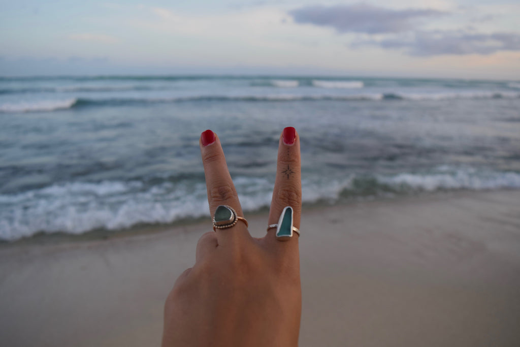 Blue Seaglass Ring RTS